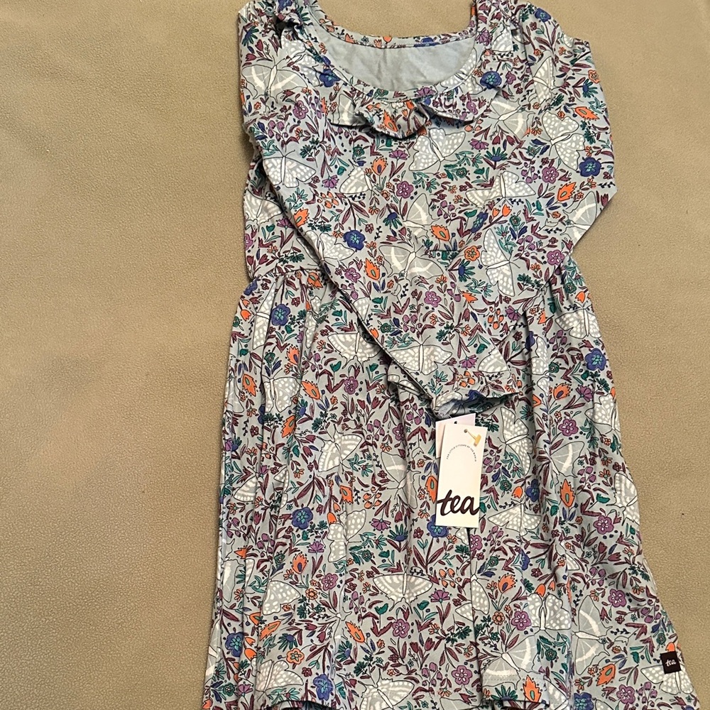 Tea Collection Floral Kids Dress - Purple, Blue, and Orange